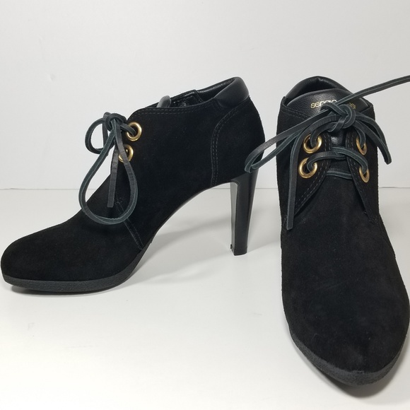 Sergio Rossi Shoes - Sergio Rossi Black Suede Lace Up Ankle Booties